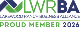 Logo featuring "LWRBA" and the text "Lakewood Ranch Business Alliance, Proud Member 2026" in a bold, modern font.